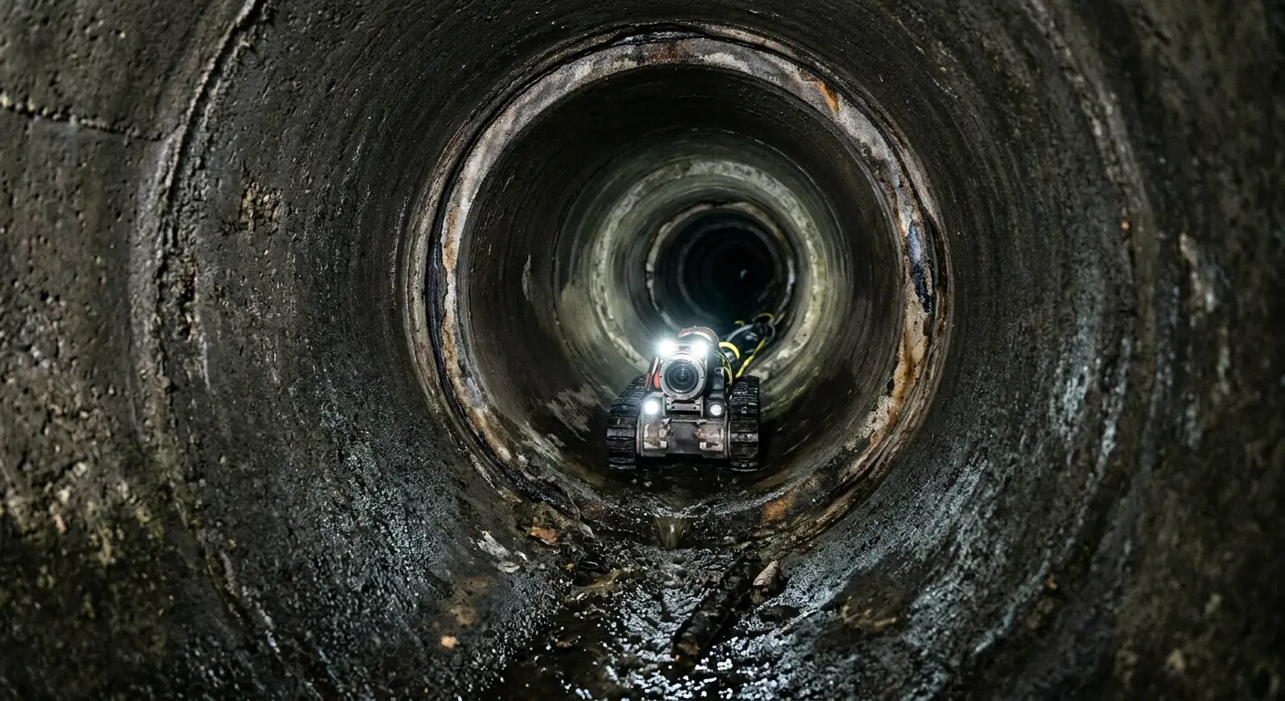 Robotic sewer camera inspecting pipe interior for Sewer Line Repair in Dublin